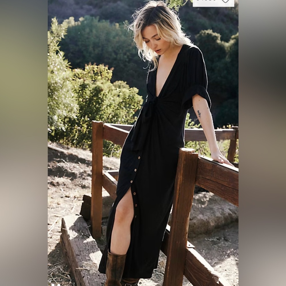 NWOT Free People vintage summer midi dress Black Medium